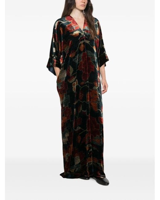 Pierre Louis Mascia Black Printed Long Dress