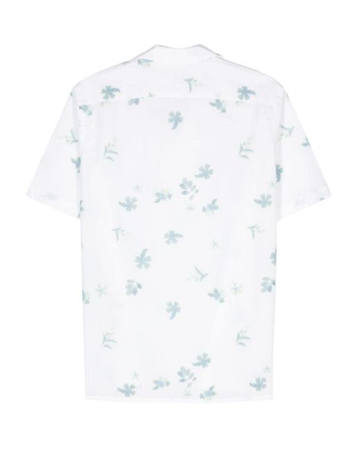 PS by Paul Smith White Floral-print Organic-cotton Shirt for men