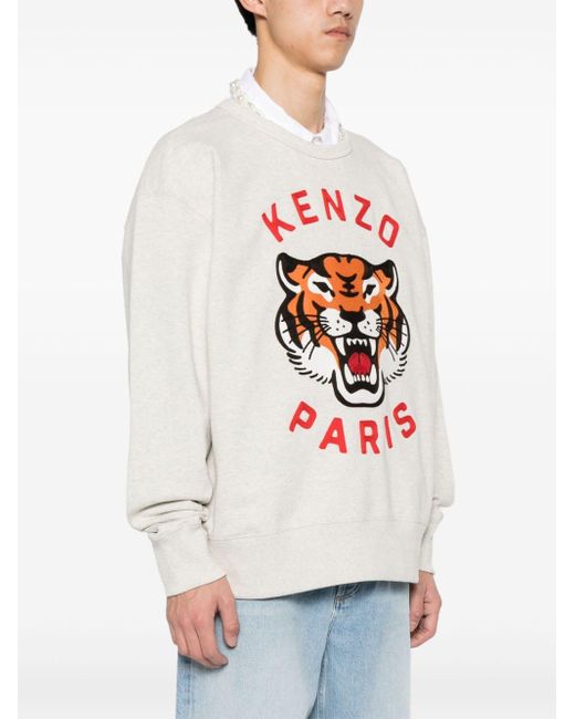 KENZO Gray Lucky Tiger Cotton Sweatshirt for men
