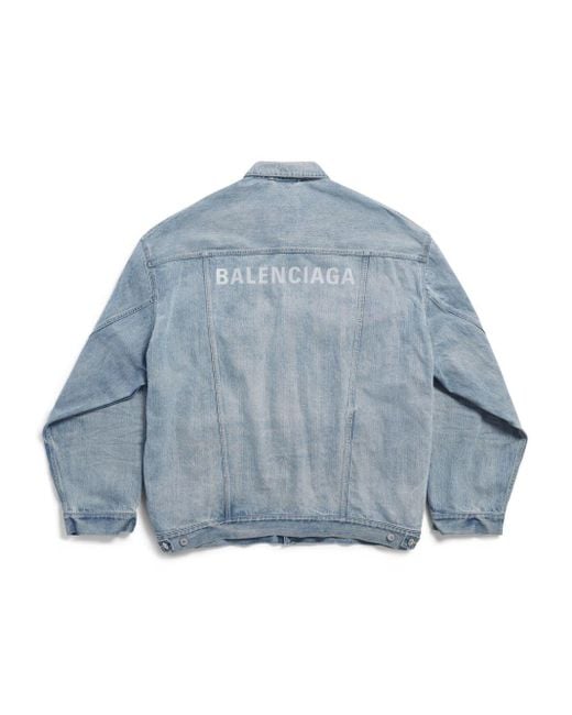 Balenciaga Blue Logo-print Cotton Jacket
