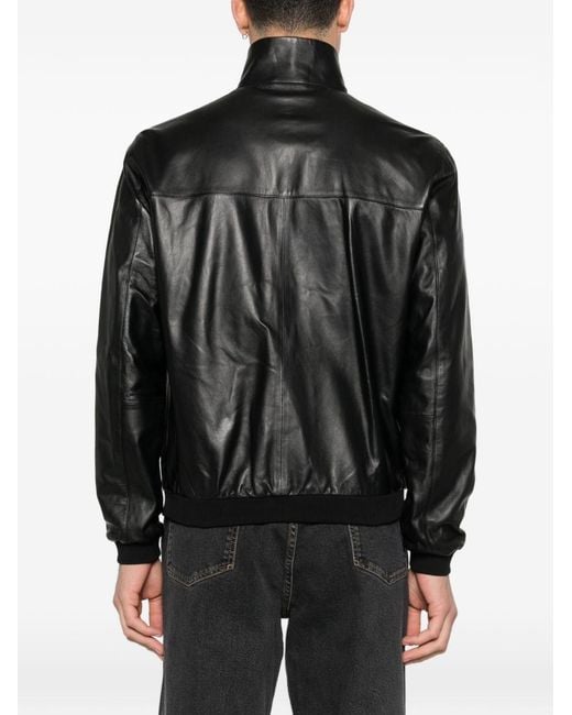 Emporio Armani Black Leather Blouson Jacket for men