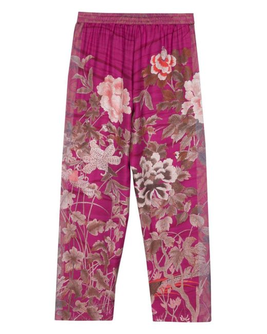Pierre Louis Mascia Floral Silk Tapered Trousers