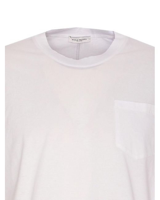 Paolo Pecora White T-Shirt With Pocket for men