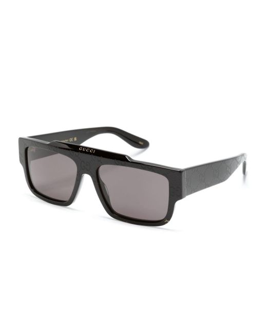 Gucci Gray GG Supreme Square-frame Sunglasses