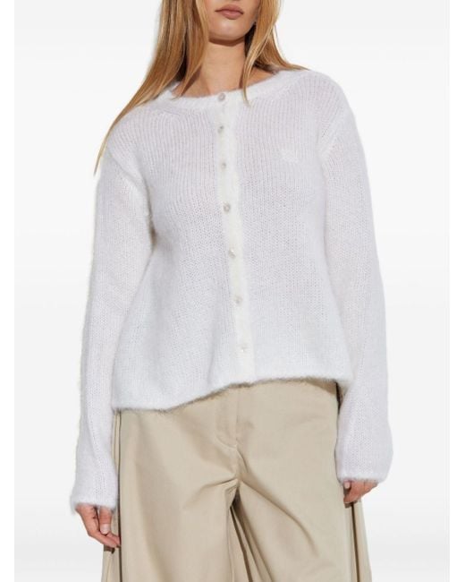 Loewe White Wool Blend Cardigan