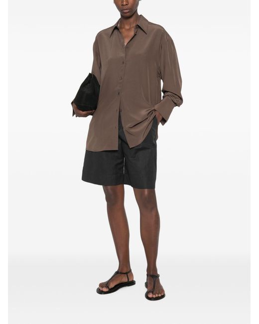 Totême  Brown Crepe Silk Shirt
