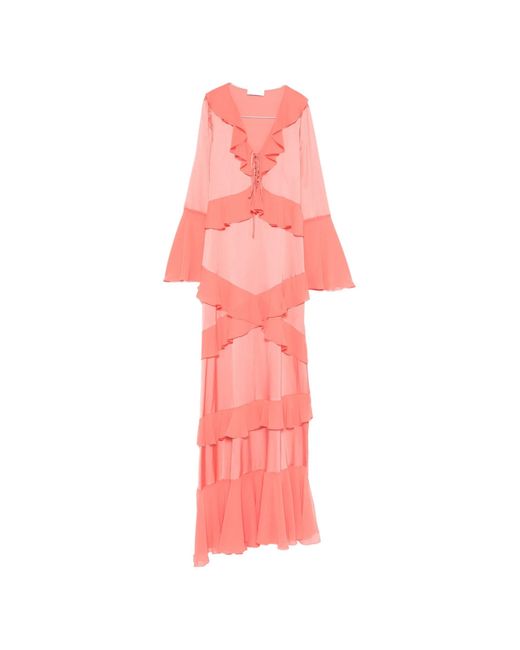 LES FILLES D'EVA Pink Long Dress With Ruffles