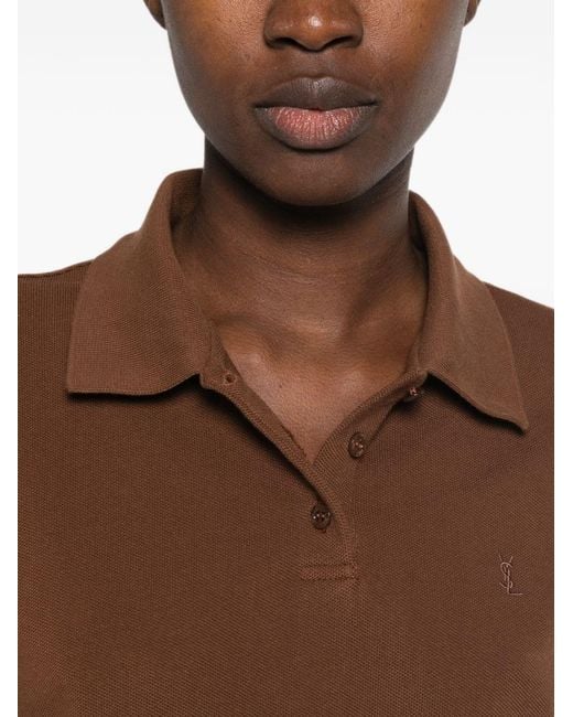 Saint Laurent Brown Cotton Polo Shirt