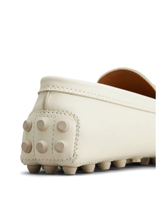 Tod's White Gommino Chain-motif Loafers