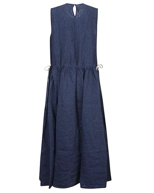 Apuntob Blue Linen Midi Dress