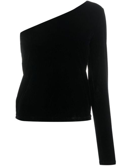 Polo Ralph Lauren Black One-shoulder Velvet Top