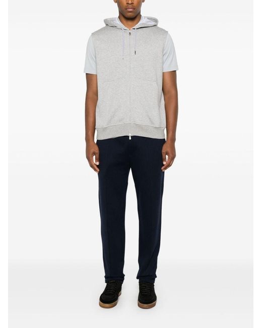Brunello Cucinelli Gray Cotton Sleeveless Hoodie for men