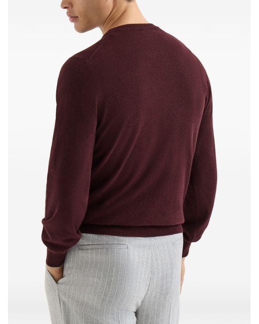 Brunello Cucinelli Purple Cashmere Crewneck Sweater for men