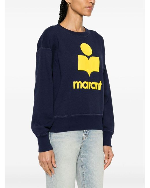 Isabel Marant Blue Moby Flocked-logo Sweatshirt