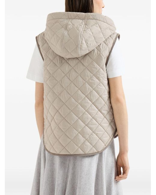 Brunello Cucinelli White Quilted Down Vest