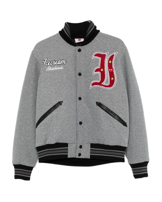 ICECREAM Gray Cotton Bomber Jacket for men