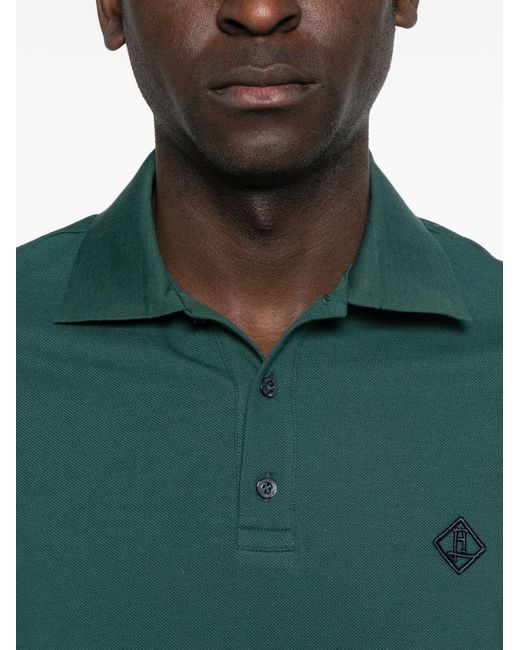 Herno Green Logo Cotton Polo Shirt for men