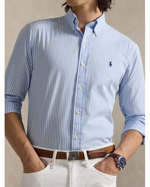 Polo Ralph Lauren Blue Striped Logo Shirt for men