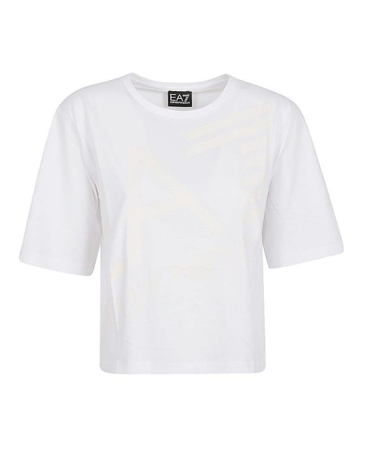 EA7 White Logo Cotton T-shirt