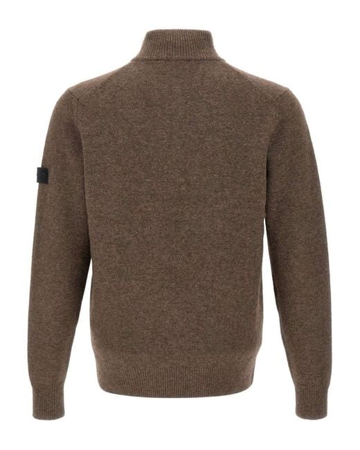 Peuterey Brown Long-Sleeved Crewneck Sweater With Logo for men