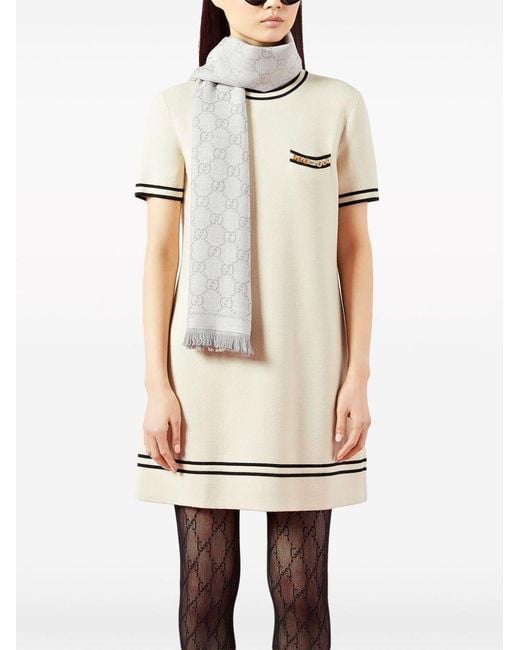 Gucci White Gg Wool Scarf