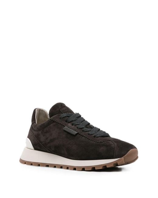 Brunello Cucinelli Black Suede Leather Sneakers