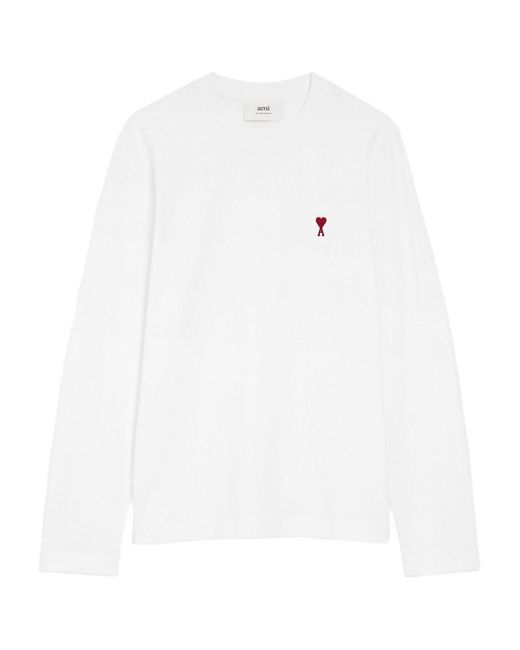 AMI White Long-Sleeved T-Shirt With Logo for men