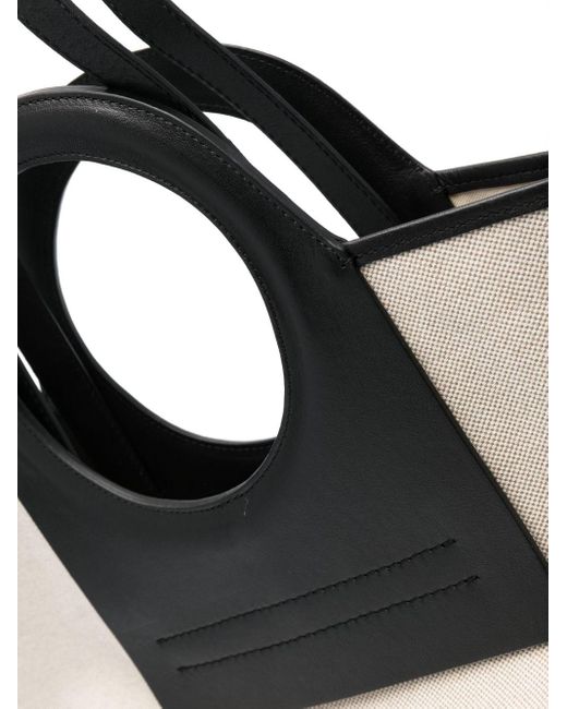 Hereu Black Cala Small Leather-trimmed Canvas Tote Bag