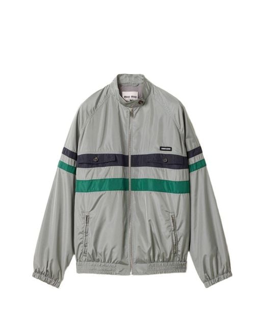 Miu Miu Gray Tech Silk Blouson Jacket