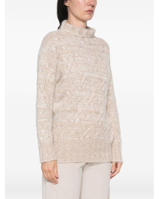 Fabiana Filippi White Wool Blend Turtle-Neck Sweater
