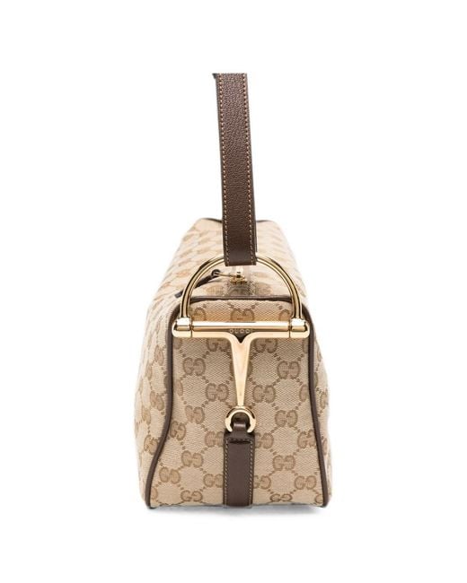 Gucci White Half Horsebit Medium Shoulder Bag