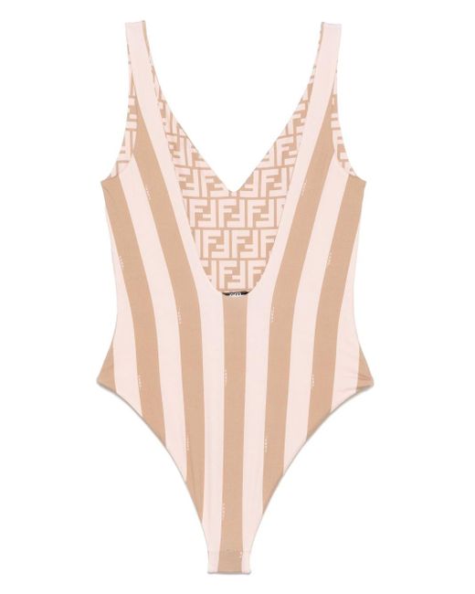 Fendi Pink Striped Swimsuit