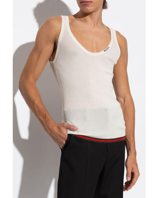 Gucci White Logo Tank Top for men
