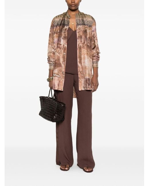 Pierre Louis Mascia Natural Printed Silk Shirt