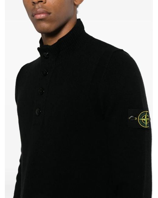 Stone Island Black Wool Turtleneck Sweater for men
