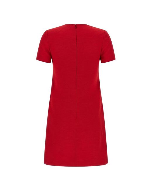 Valentino Red Vlogo Signature Wool And Silk Dress