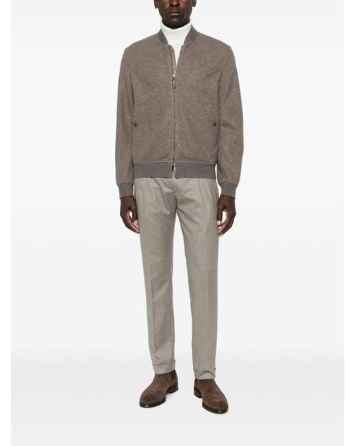 Brioni Brown Cashmere Bomber Jacket for men