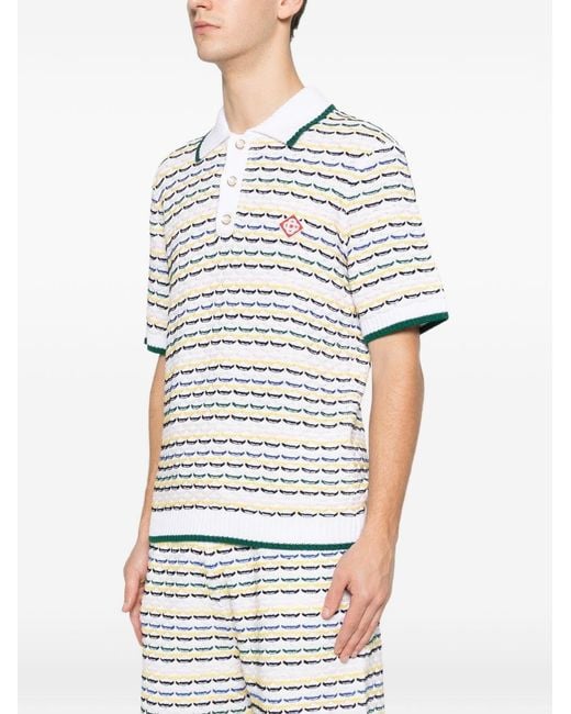 Casablanca White Polo Shirt With Logo Embroidery for men