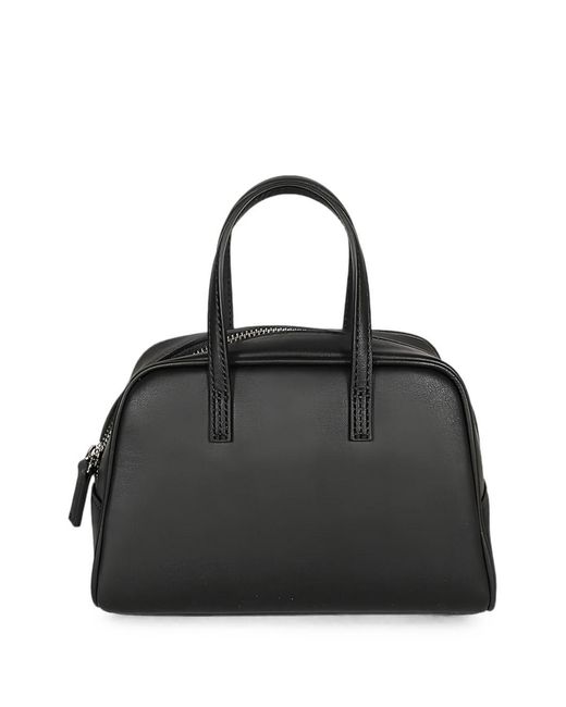 MIZUIRO Black Small Leather Boston Bag