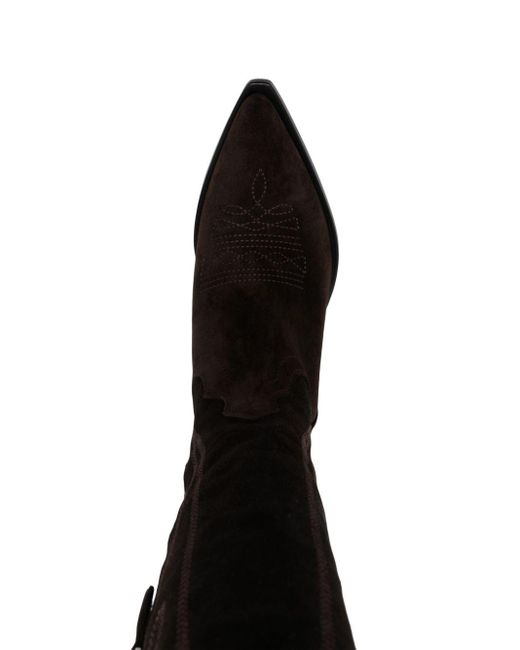 Stivale texano in camoscio ricamato di Sonora Boots in Black