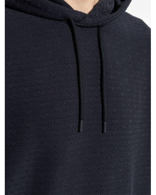 Felpa Con Cappuccio E Logo di Emporio Armani in Blue da Uomo