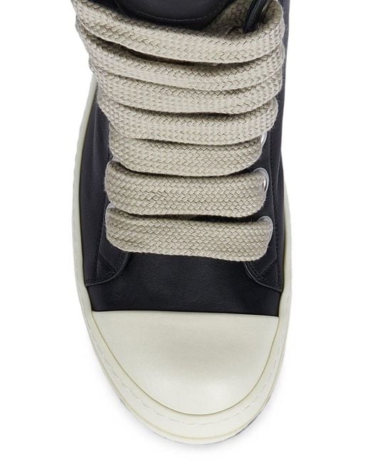 Rick Owens Black Jumbolace Leather Sneakers