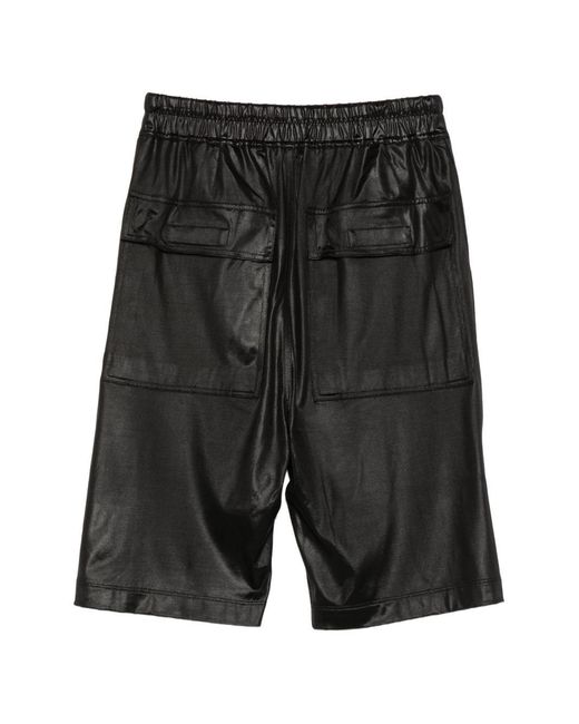 Rick Owens Black Buttoned Drawstring Shorts