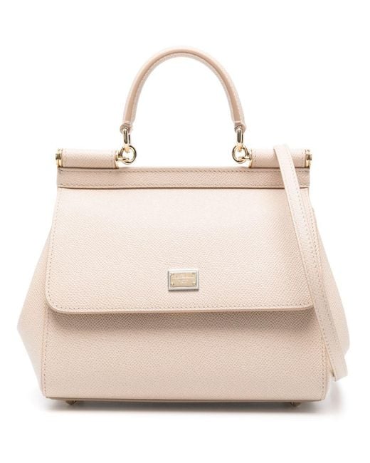 Dolce & Gabbana Natural Mini Front Flap Bag With Double Magnet Closure