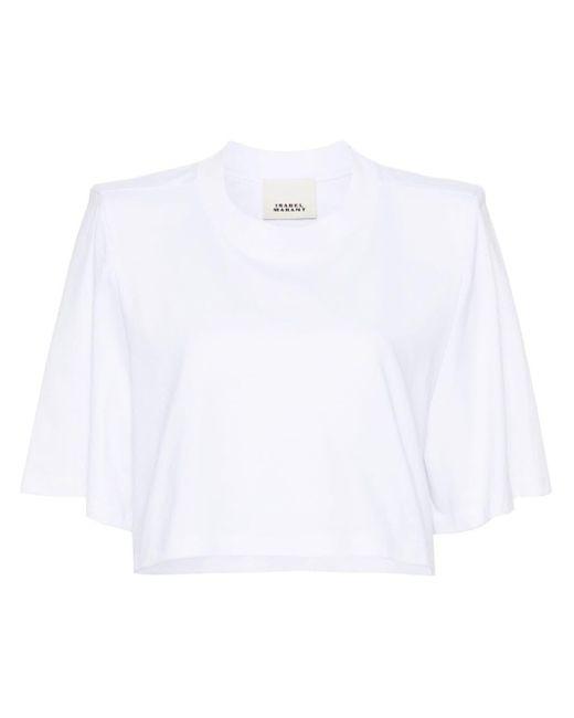 Isabel Marant White Zaely Cotton Cropped T-Shirt