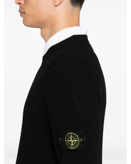 Stone Island Black Wool Sweater for men