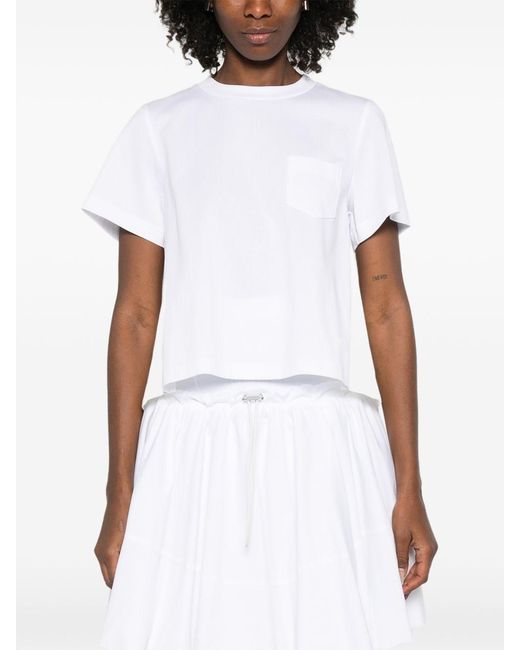 Sacai White Cotton T-Shirt