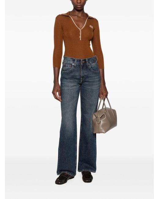 Elisabetta Franchi Brown Wool Knitted Polo Shirt