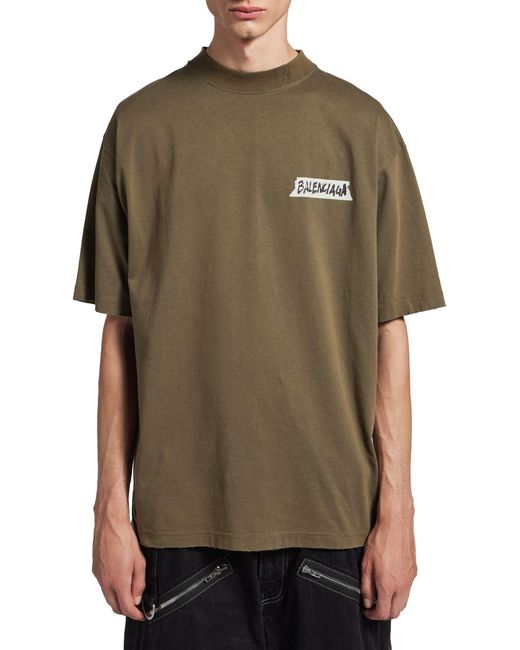 Balenciaga Green T-Shirt Masking Tape for men