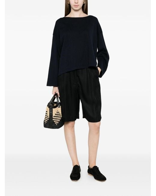 C.t. Plage Black Cotton Crewneck Sweater